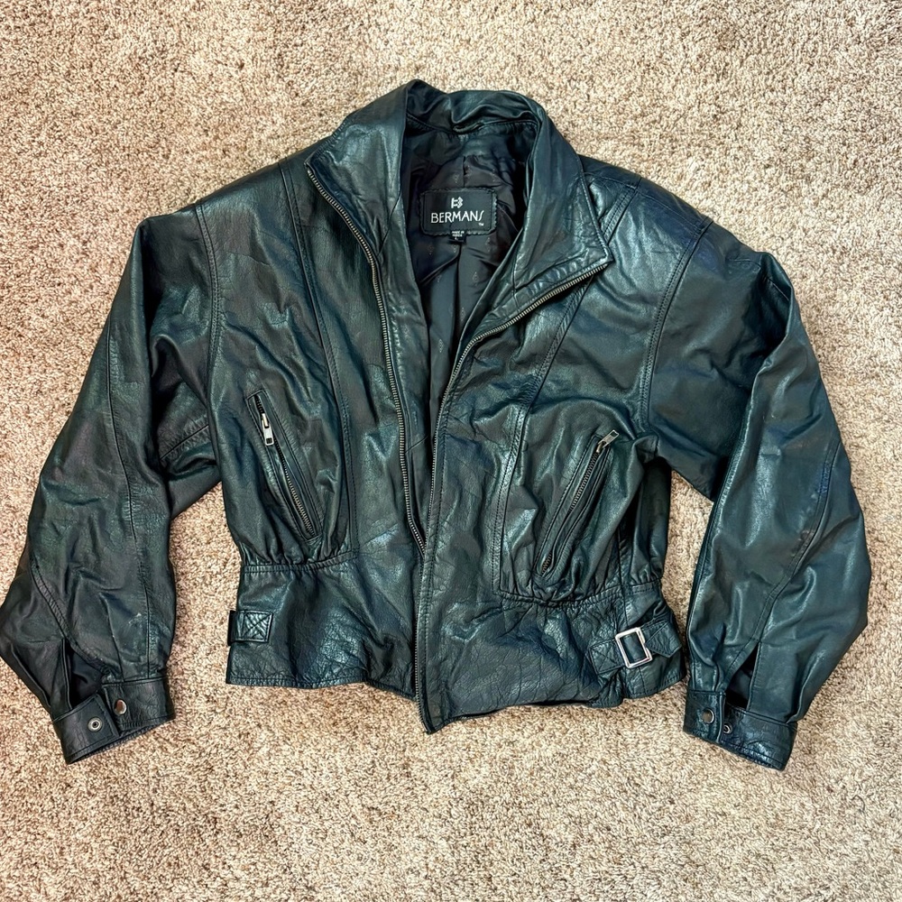 Vintage Womens Bermans Black Leather Jacket